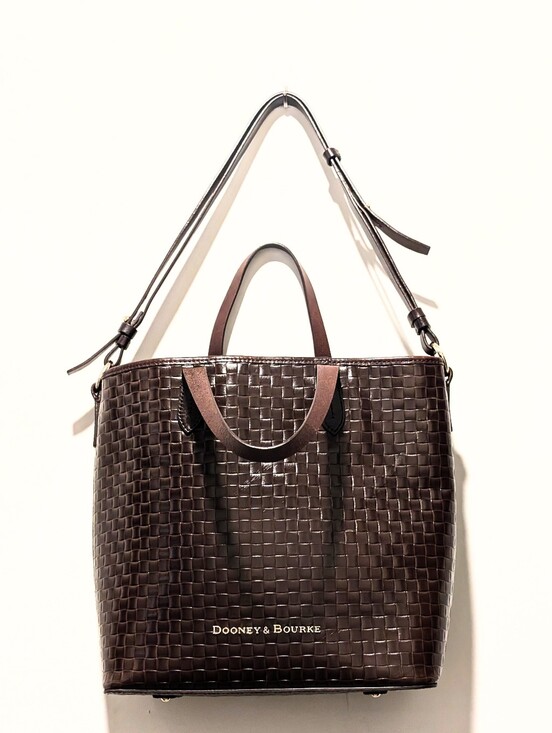 Dooney & Bourke Handbags - Dooney & Bourke Brown Gold Woven Liliana Beach Boho Coastal Leather Tote Bag